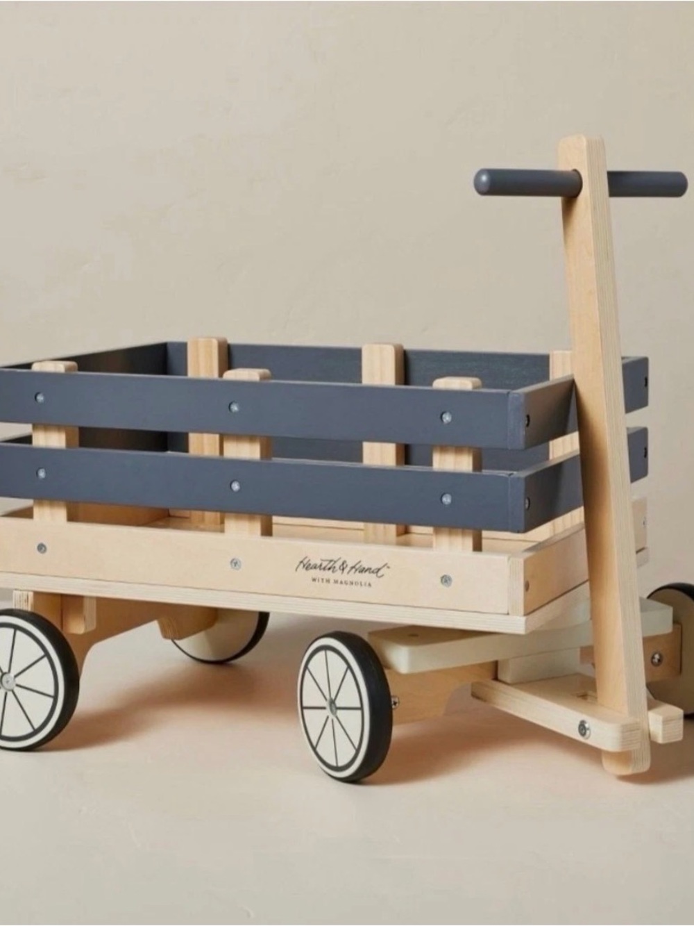 Hearth & Hand Wooden Kids Wagon with Black Slatted Sides - Picture 4 of 6